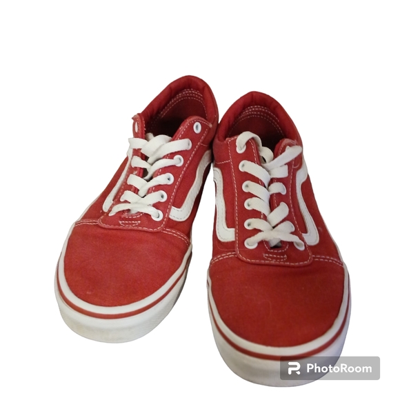 VANS CLASSIC Kids Red Checkerboard Accent Sneakers Size 4 - Picture 4 of 8